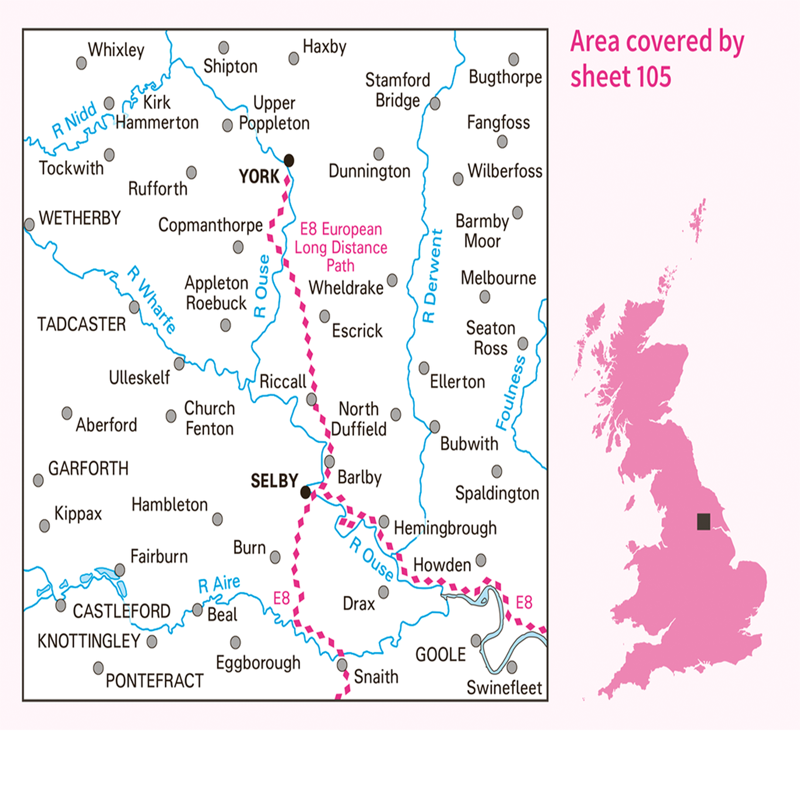 OS Landranger Map 105 - York and Selby-2